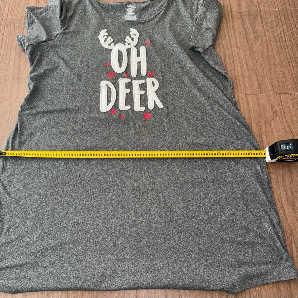 Secret Treasures L/XL Christmas Sleep Shirt‎ Gray "Oh Deer" Reindeer Nightgown - Picture 9 of 10